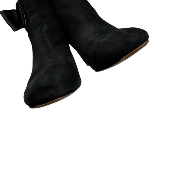 Kate Spade Langley Black Suede Leather Big Bow Round Toe Ankle Booties Women sz6 - Picture 12 of 13